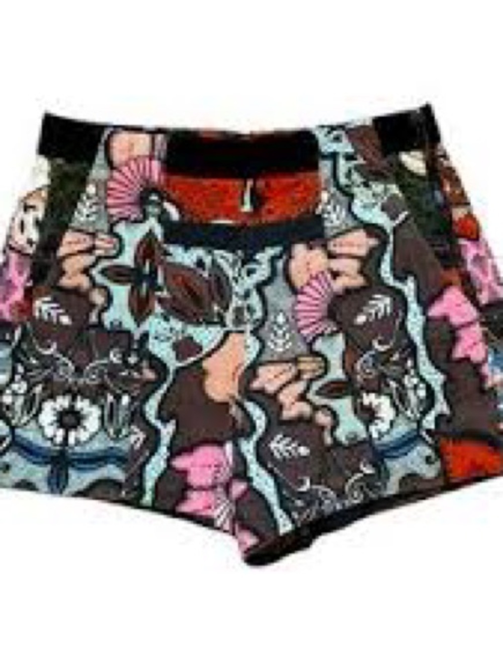 River Island Floral Print High-Waist Shorts in Pink, Blue & Brown
